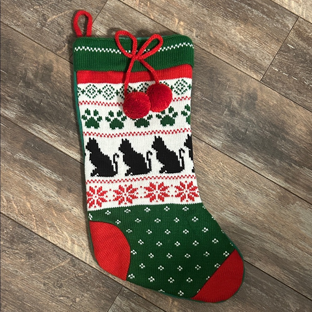 Festive Green and Red Christmas Stocking for Dog
